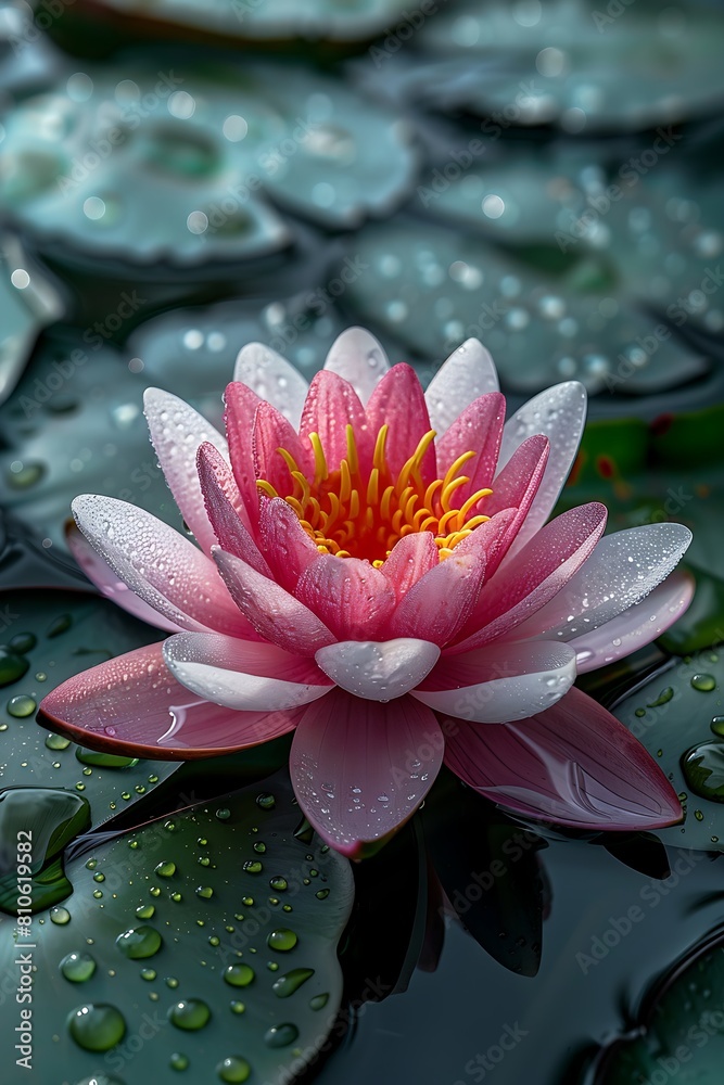 A closeup of the vibrant pink and red petals on an African water lily A closeup of the vibrant pink and red petals on an African water lily