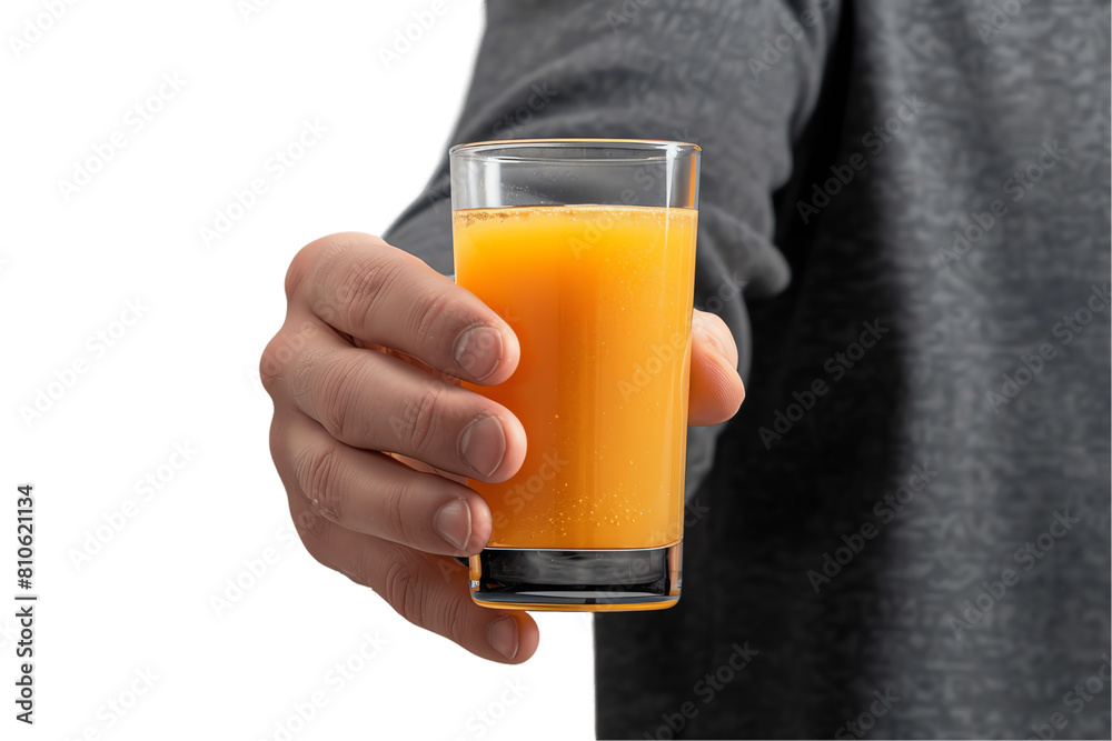 Person holding a cup of cold juice orange Person holding a cup of cold juice orange