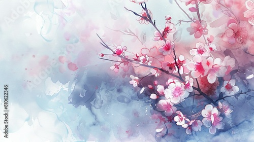 Soft Petals  A Gentle Watercolor of Cherry Blossoms