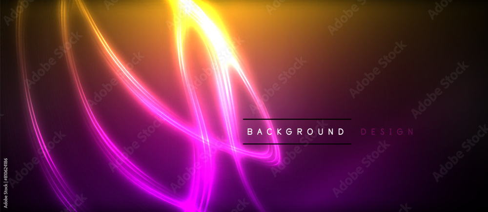 Obraz premium A radiant violet and magenta wave shines brightly against a deep purple sky, resembling a cosmic gas cloud with a stunning visual effect lighting and lens flare