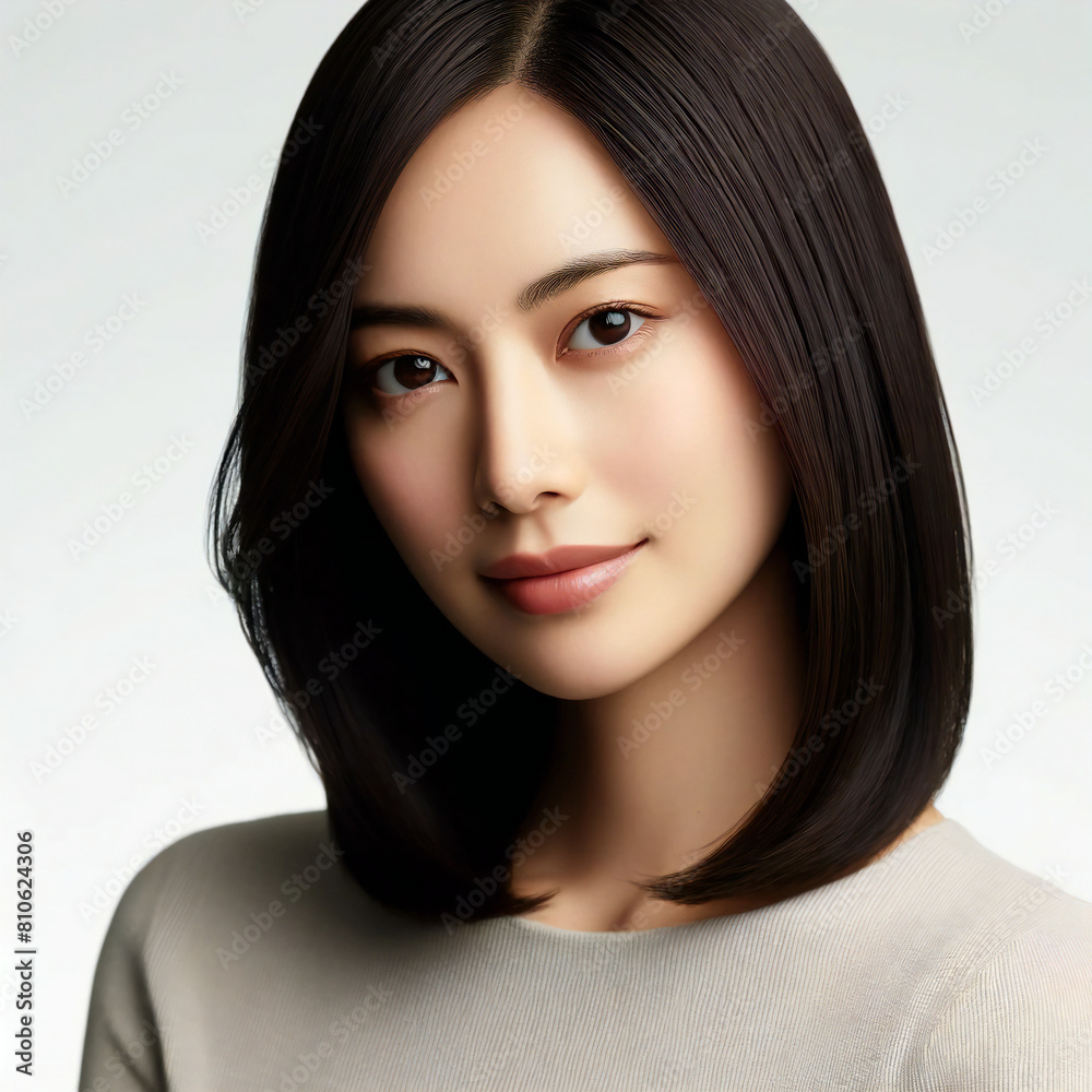 ヘアモデル・ヘアカタログ・若い女性・ポートレート. AI generated. ヘアモデル・ヘアカタログ・若い女性・ポートレート. AI generated.