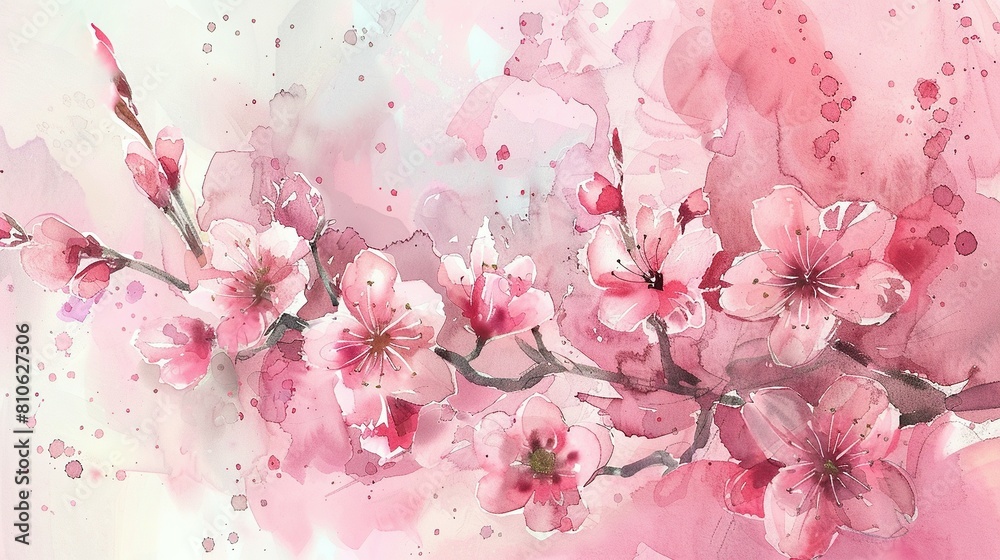 Tranquil Charm: Watercolor Cherry Blossom Reverie Tranquil Charm: Watercolor Cherry Blossom Reverie