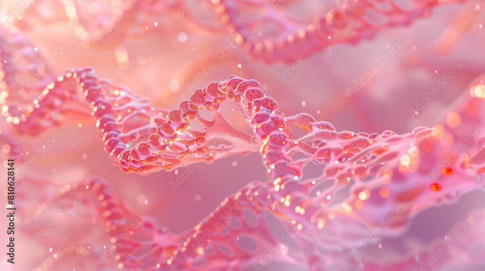 Blue and pink structure with bubbles floating in the air Blue and pink structure with bubbles floating in the air