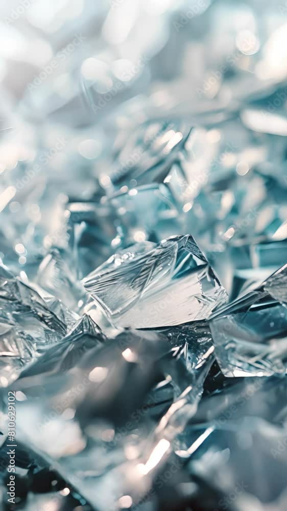 A close up of a pile of broken glass. Concept of fragility and vulnerability, as the broken pieces of glass are scattered and disjointed. Vertical video A close up of a pile of broken glass. Concept of fragility and vulnerability, as the broken pieces of glass are scattered and disjointed. Vertical video