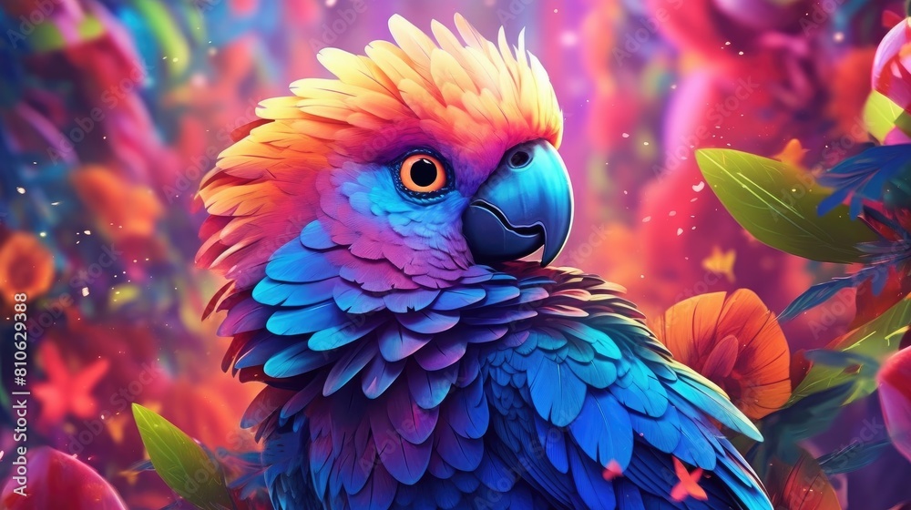 Fototapeta premium Colorful Parrot Perched on Tree Branch