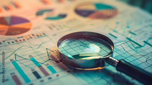 Wallpaper Mural Magnifying glass on graph paper. Financial development, Banking Account, Statistics, Investment Analytic research data economy, Business concept - Generated by Generative AI	 Torontodigital.ca