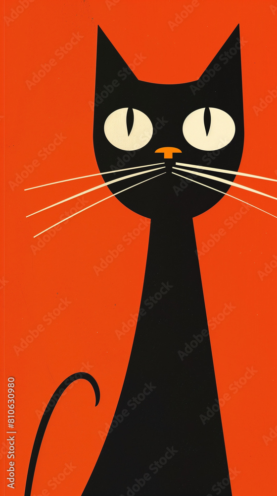 Obraz premium A pet cat or dog illustration, a renowned graphic designer known for his distinctive style and impactful designs. This artwork captures the essence of a beloved pet with aesthetic