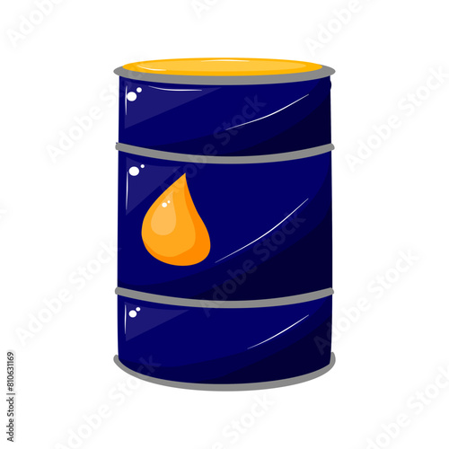 Vector illustration of  metal oil barrel on white background