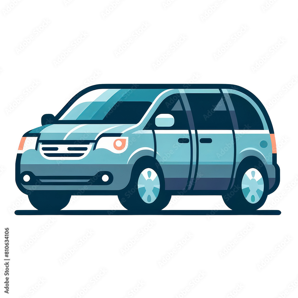 Blue van. illustration. Blue van. illustration.