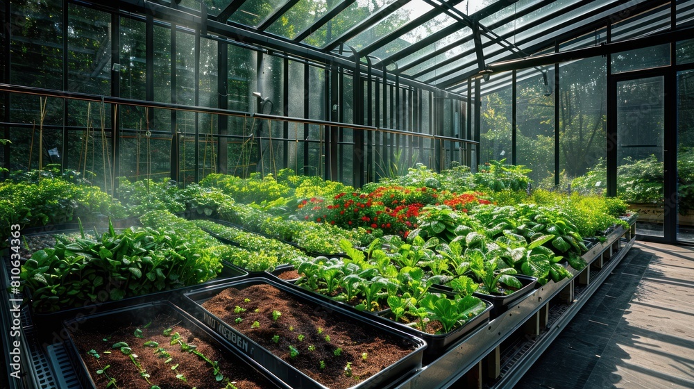 Upscale Greenhouse Sanctuary with Flourishing Organic Botanicals for Premium Culinary Experiences