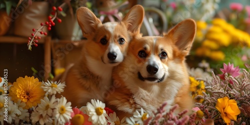 corgi mother and puppy on Mother s Day advertising photography