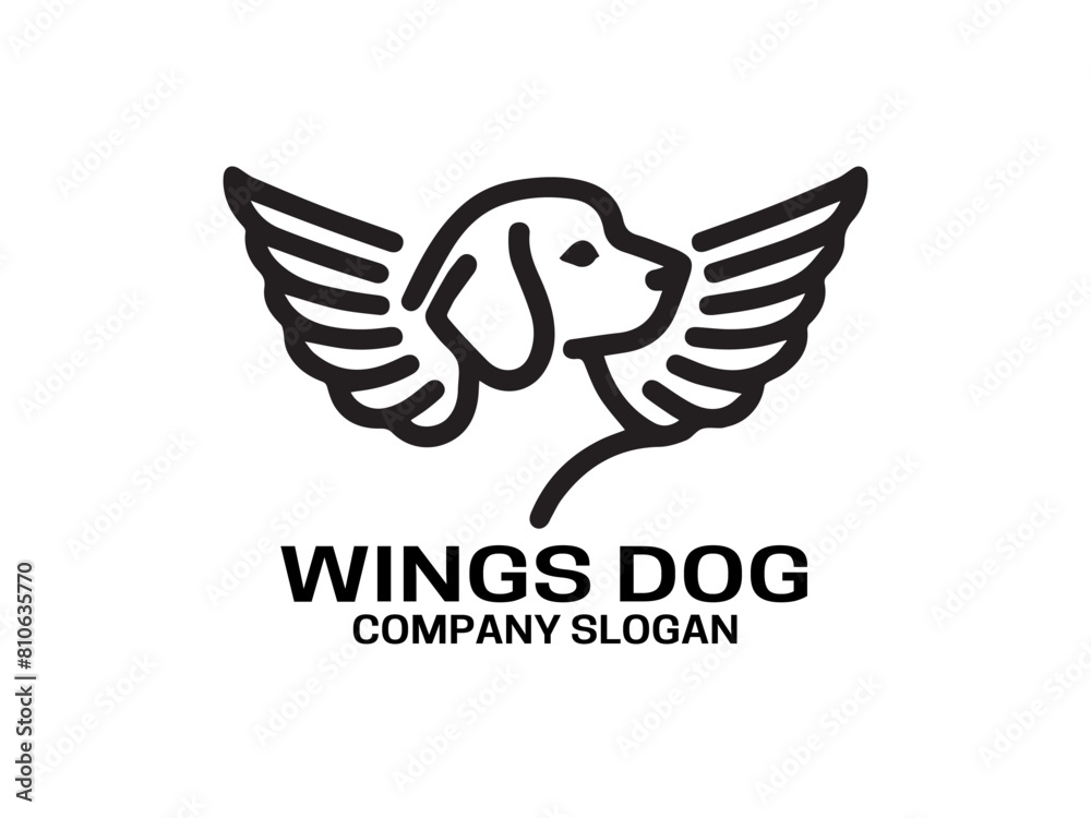 Obraz premium Wings Dog Logo Design Vector Template