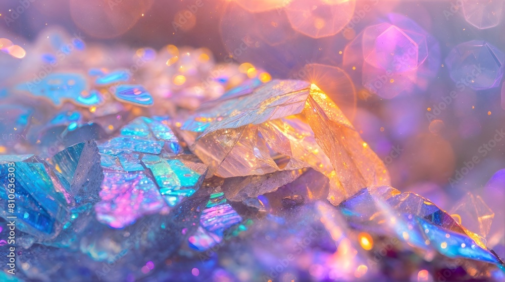 A close-up of a pile of crushed glass, reflecting a rainbow of colors. A close-up of a pile of crushed glass, reflecting a rainbow of colors.