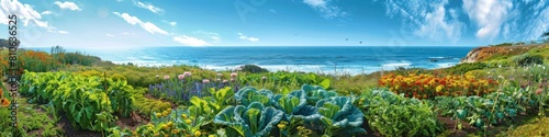 Coastal Vegetable Garden with Panoramic Ocean Views and Thriving Salt Tolerant Plants