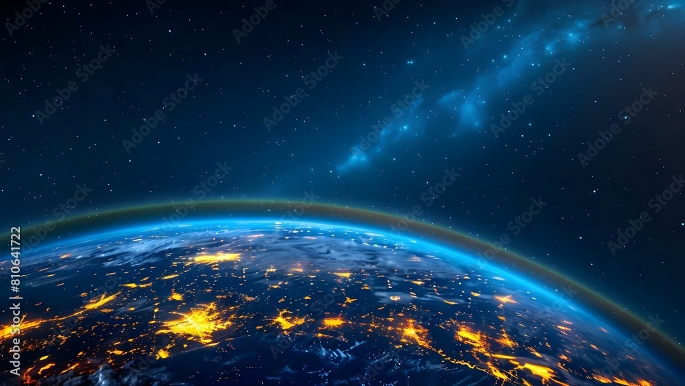 Obraz premium City Lights: A Nighttime View of Earth from Space. Concept Astronomy, Night Photography, Cityscape, Urban Lights, Space Exploration