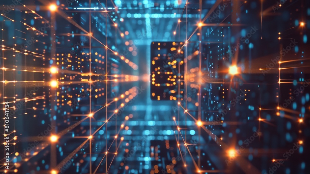 An immersive digital tunnel illuminated by vibrant light particles, creating a deep visual perspective into advanced technology. An immersive digital tunnel illuminated by vibrant light particles, creating a deep visual perspective into advanced technology.