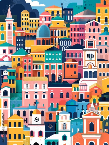 Bright City Buildings Illustration © Rianah