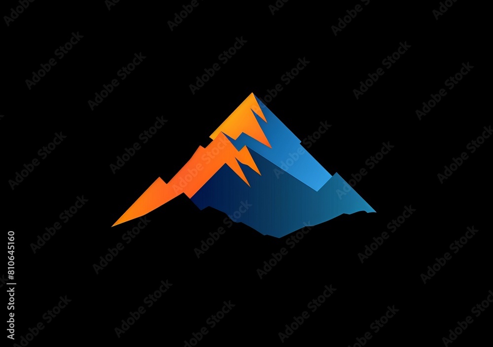 vector graphic logo of a mountain peak in blue and orange colors vector graphic logo of a mountain peak in blue and orange colors