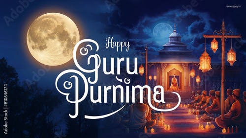 Happy Guru Purnima, wise guru teaching his students, Generative ai photo