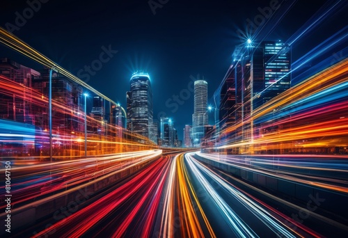 vibrant light trails from long exposure night traffic  city  cars  motion  illuminated  urban  streets  speed  streaks  highway  driving  movement  vehicle