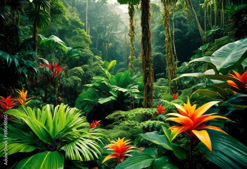 illustration  capturing tropical rainforest lush vegetation exotic wildlife breathtaking photos  biodiversity  natural  beauty  environment  greenery  flora