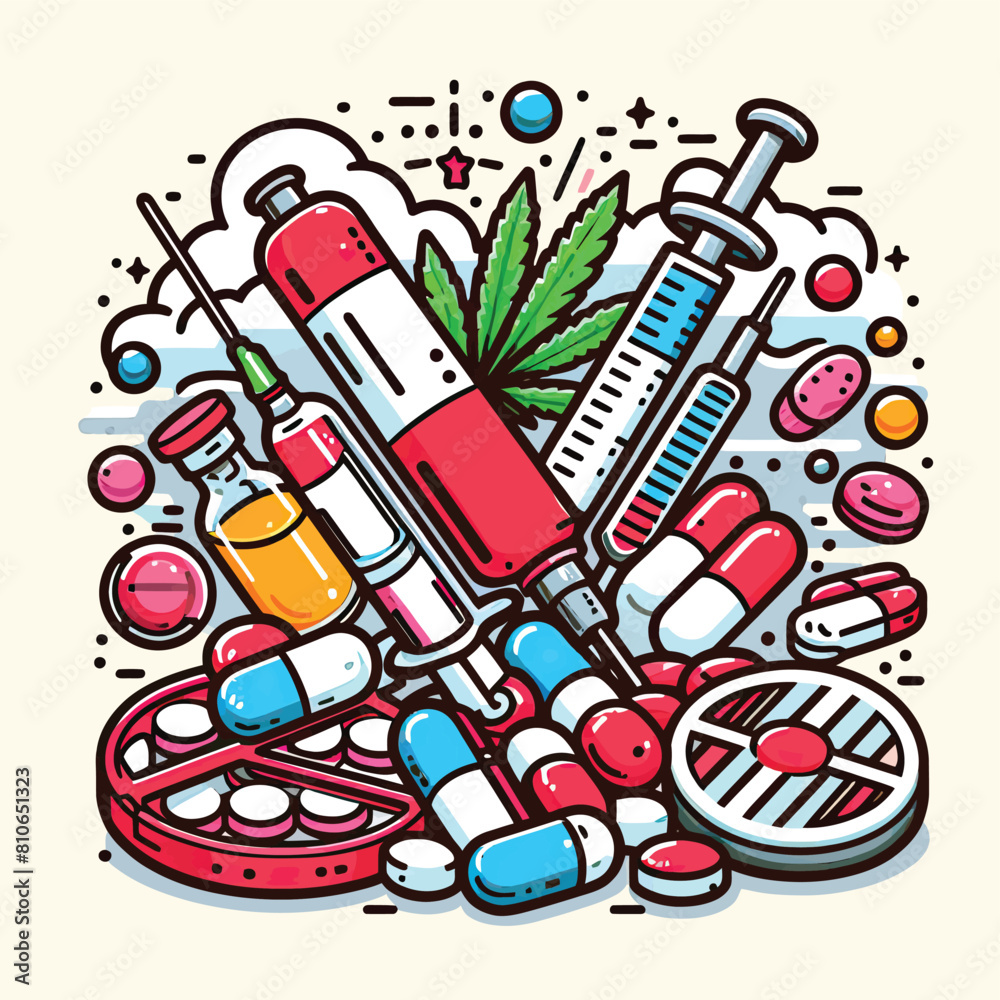 set of medical and drugs and anti drugs day icons set of medical and drugs and anti drugs day icons