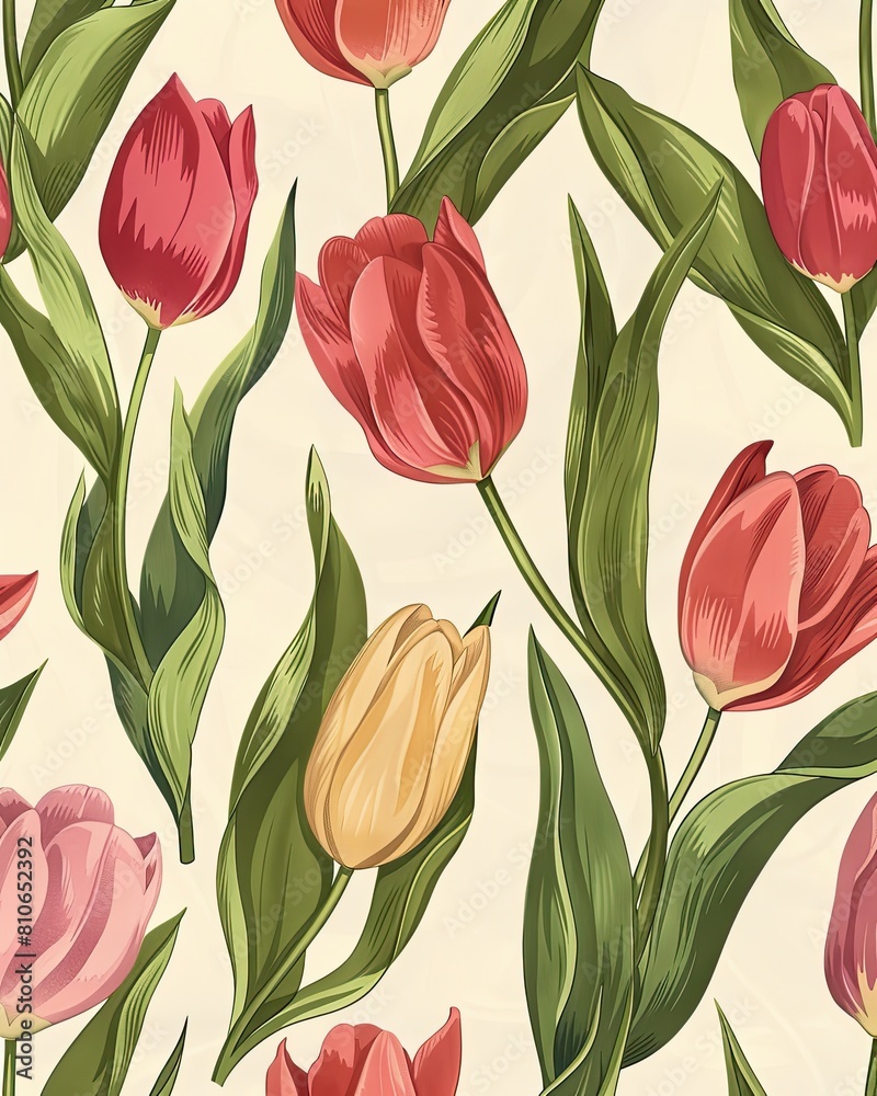 Obraz premium Seamless pattern with tulips.