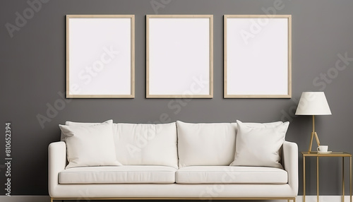 Modern living room indoor design with the scene of a sofa, modern sofa with walls poster mockup © ArtWorld