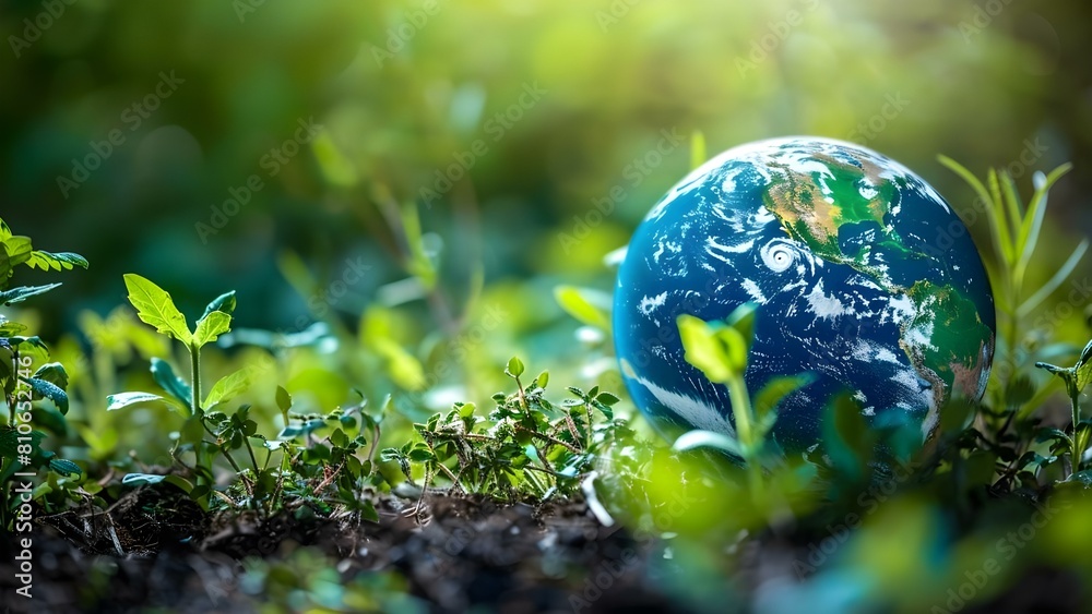 Reduce, Reuse, Recycle: Earth Globe Amidst Weeds Illustrating ...