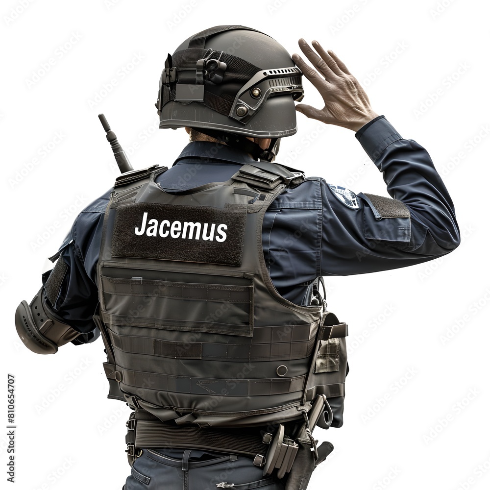 Saluting Swat Officer in Tactical Gear with Helmet and Vest. Security and Law Enforcement Concept. Studio Shot Isolated. Generative AI Saluting Swat Officer in Tactical Gear with Helmet and Vest. Security and Law Enforcement Concept. Studio Shot Isolated. Generative AI