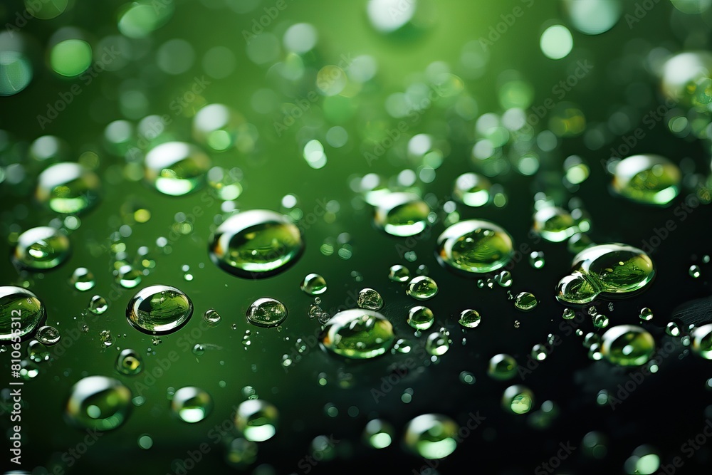 Green texture with round drops of liquid, drops of water and glycerin. Green texture with round drops of liquid, drops of water and glycerin.