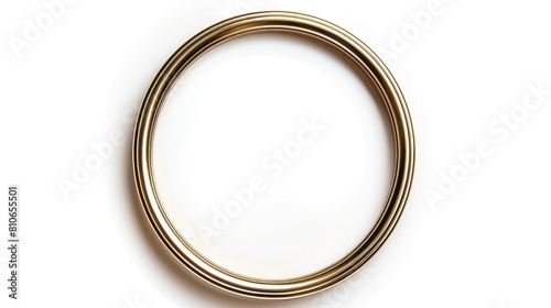 A classic, circular frame with a polished edge, its simplicity highlighting the purity of the white background.