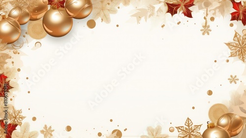 Christmas mock-up. Decorative frame with golden balls and glitters on white background. © junky_jess