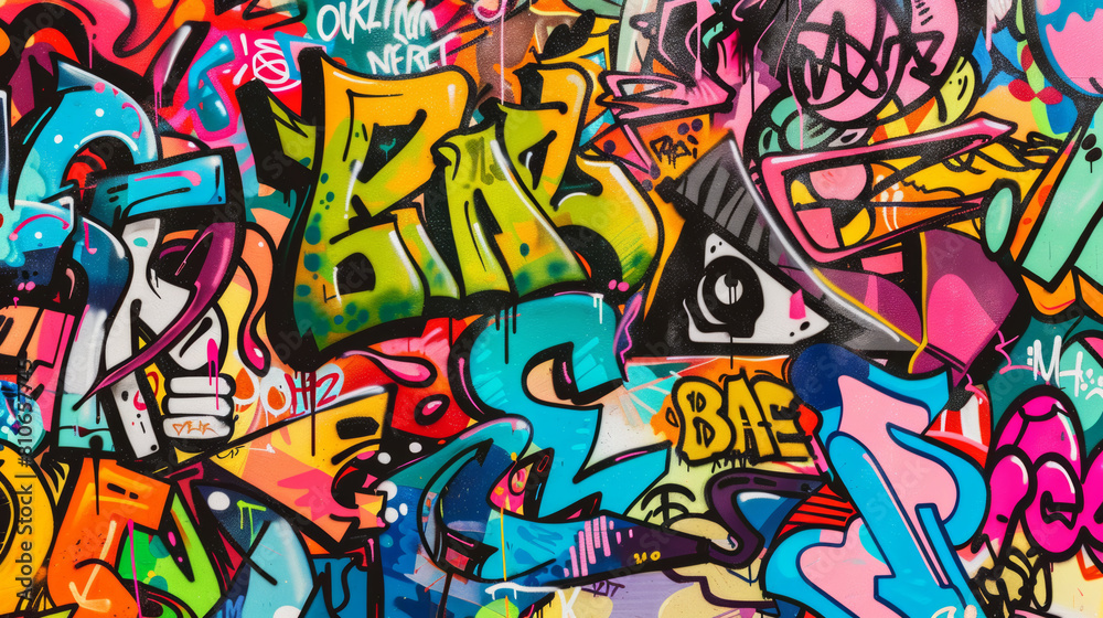 Seamless pattern background illustration with urban graffiti art.