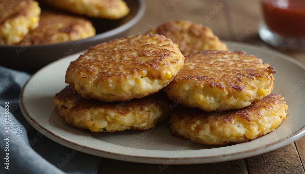 crispy corn fritters on a plate crispy corn fritters on a plate