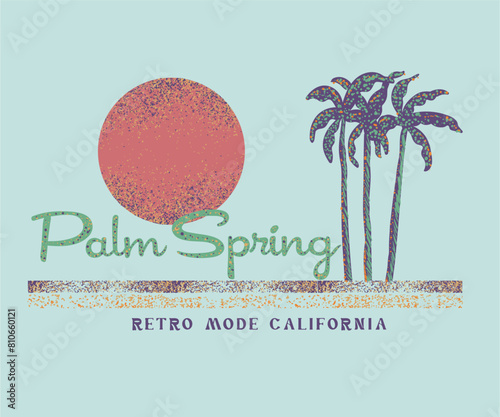 palm spring retro pop typography design, colorful summer vacation vector art for t shirt, sticker, poster, graphic poster  