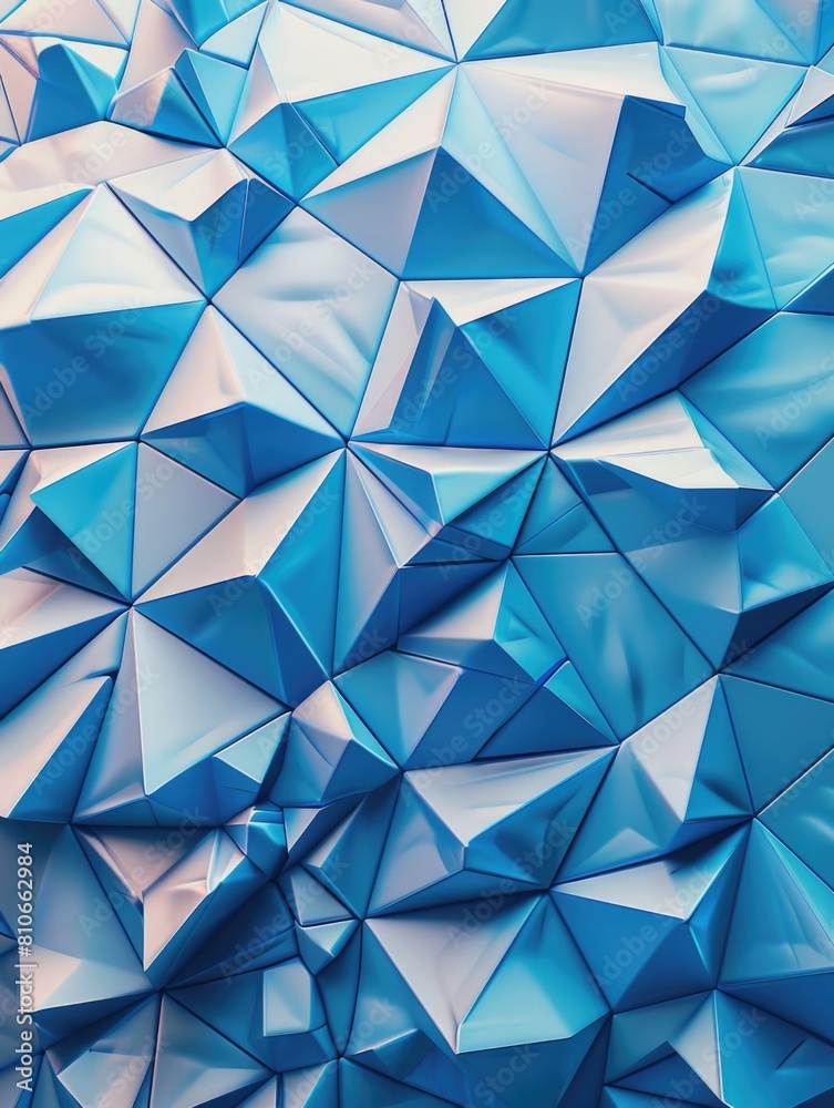 Obraz premium A blue and white abstract design with sharp angles and triangles
