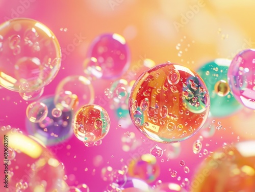 A colorful image of many bubbles floating in the air