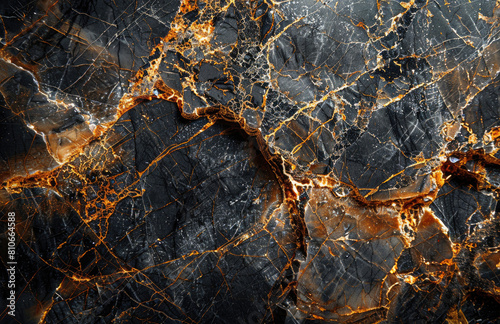 A high-resolution texture of dark marble with golden veins. Created with Ai