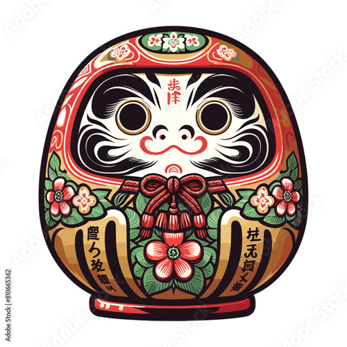 Daruma Japanese wish doll vector illustration