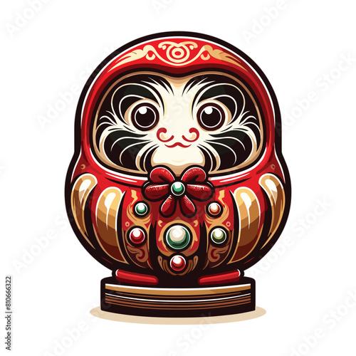 Daruma Japanese wish doll vector illustration