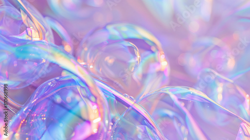 Create an abstract representation of iridescent bubble soap, super realistic © Sirisook