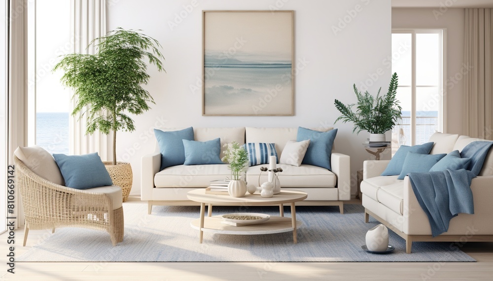 Fototapeta premium Modern inviting Art Living Room, Luxurious apartment living room interior