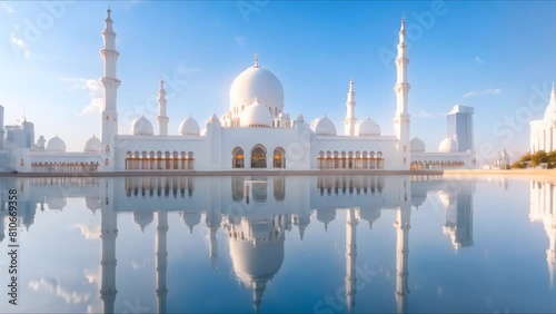 Serene Sheikh Zayed Mosque Reflection, Sharjah. Concept Mosque Reflection, Architecture Photography, Sharjah Landmarks, Travel Photography photo