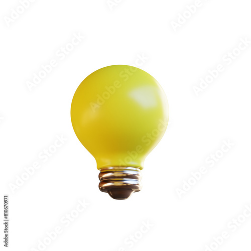 3d yellow light bulb icon