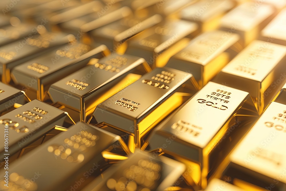 Gold bars displayed, symbolizing wealth and stable investment Gold bars displayed, symbolizing wealth and stable investment