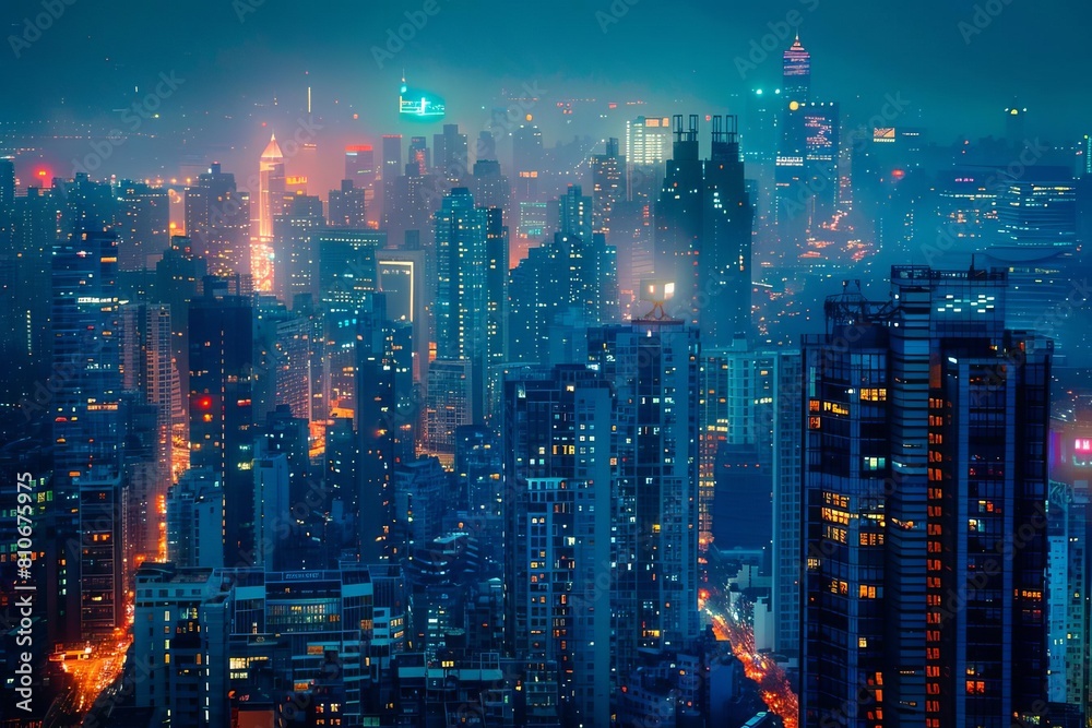 Urban nightscapes illustrating city economies Urban nightscapes illustrating city economies