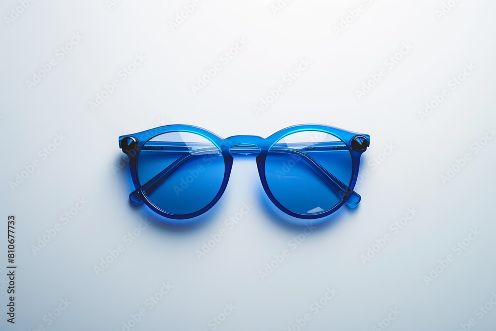 Fototapeta premium Blue sunglasses on white background.
