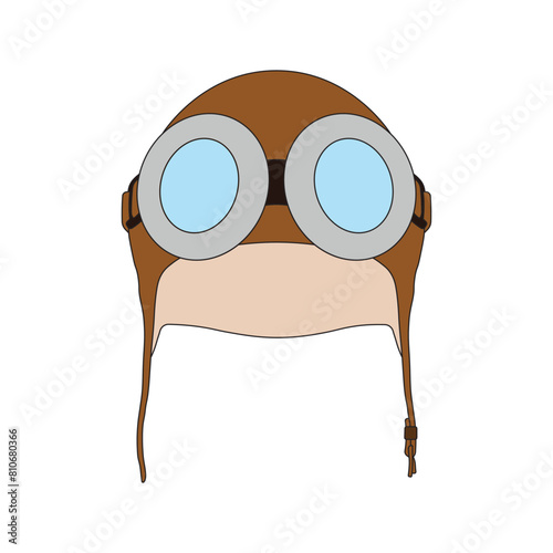 kids drawing cartoon Vector illustration vintage pilot helmet icon Isolated on White