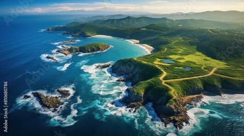 a winding coastline dotted with secluded beaches,  photo